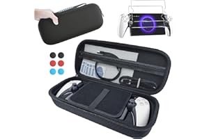 INITMMO Carrying Case for PlayStation Portal-Accessories 2 in 1 PSPortal Remote Player Hard Shell Case with Protective Storage Mesh Pocket, Screen Protector Tempered Glasses, Joystick Caps for Full Protection
