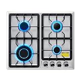 VEVOR 24 inch Gas Cooktop 4 Burners Gas Stove Top, Max 27000BTU Built-in Stainless Steel Stove Top LPG/NG Convertible Dual Fuel Cooktop Stoves with Thermocouple Protection for Kitchen Apartment Rvs