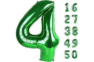 KELFUOYA 40 Inch Green 4 Number Balloons Giant Jumbo Huge 14 41 Foil Mylar Helium Number Digital Balloons Green Birthday Mylar Digital Balloons 14th Birthday Anniversary Events Party Decorations