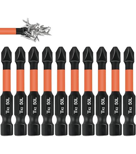 Wolfride PH2 Phillips Head Drill Bit Set – 10-Pack, 50mm Length, Magnetic, 1/4 Inch Hex Shank, S2 Steel Screwdriver Bits