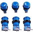 Reyann 6x Blue Happ Standard Arcade Push Button with Microswitch for Mame, Jamma, Arcade Video Games