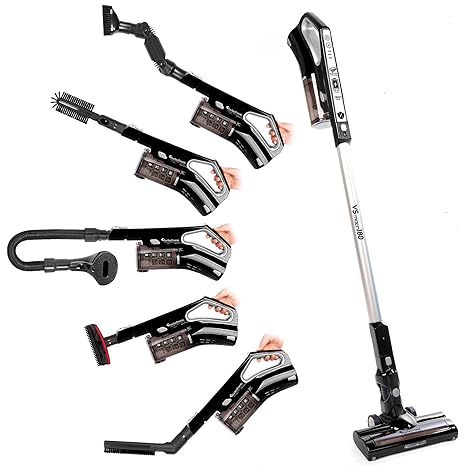 22.2 V Akku Staubsauger LI-ION Multi-Zyklon mit rotierender Bodenbürste und umfangreichen Zubehörset: Tierbürste, Radiatordüs