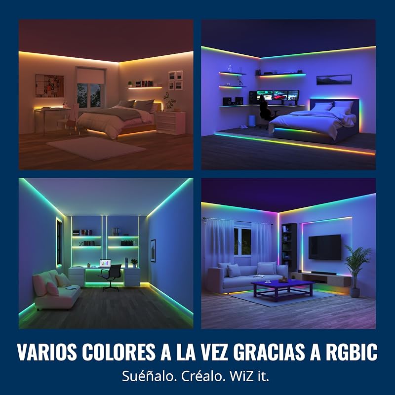Wiz, faixa led inteligente de 10m, rgbic, inclui fonte de alimentação, até 16 milhões de cores, conexão via wifi, com tecnologia spacesense, controle via app ou voz e compatível com alexa e google home
