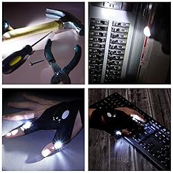 XIANGZHU 2 Pairs Flashlight LED Gloves, Fingerless