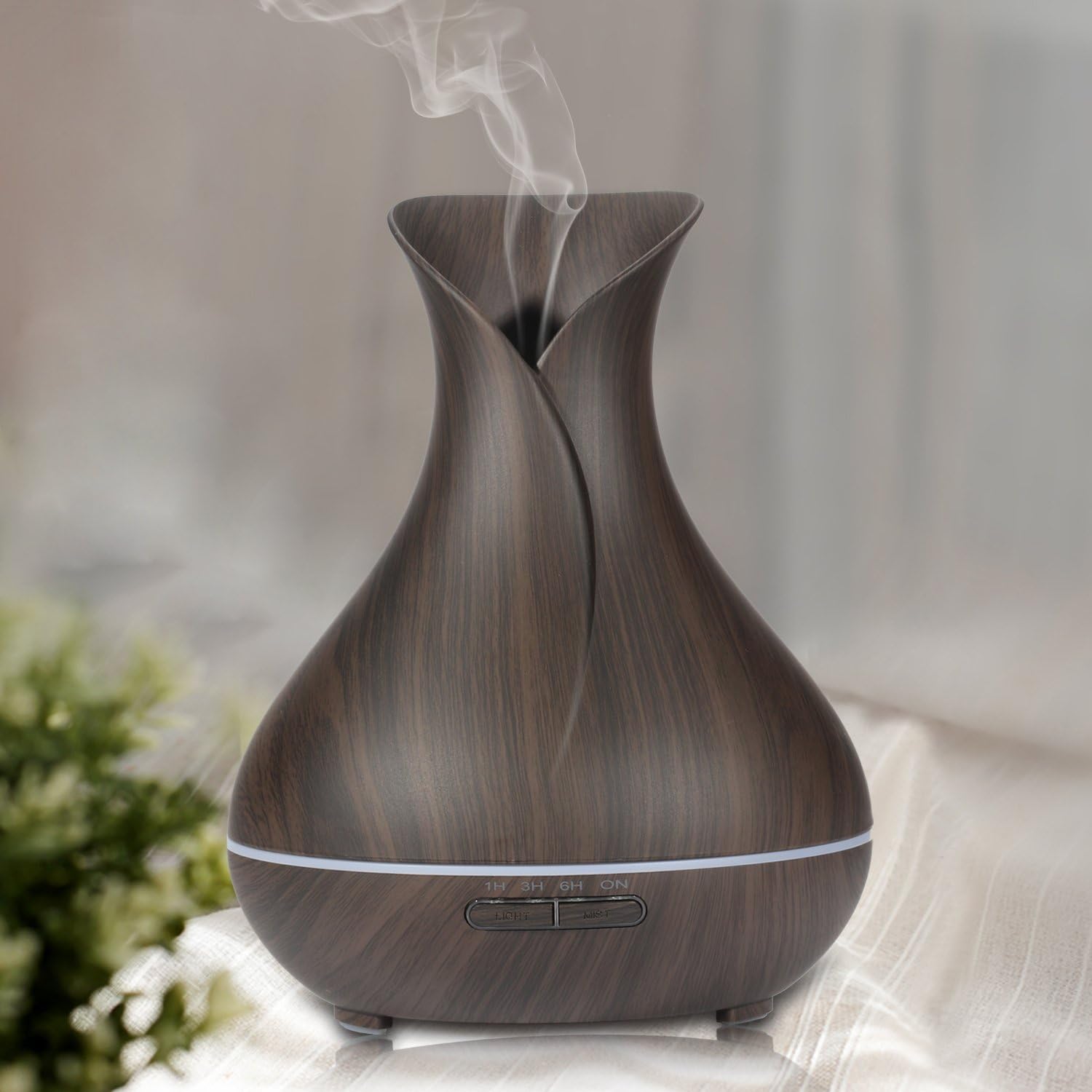 Essential Oil Diffuser, MixMart 400ml Aroma Diffuser Wood Grain Cool Mist Humidifier Air Purifier with LED Color Lights Changing for Home, Office, Baby Room, Living Room, Yoga, Spa,Gym