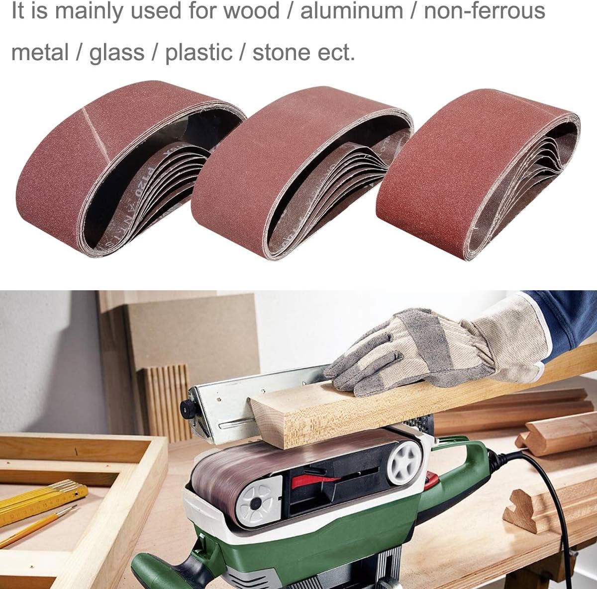 Tonmp 30 PCS 3 inch x 21 inch Sanding Belts - 10 Each of 40 80 120 Grit Aluminum Oxide Sanding Belts For Belt sander (3x21 inch) - - 