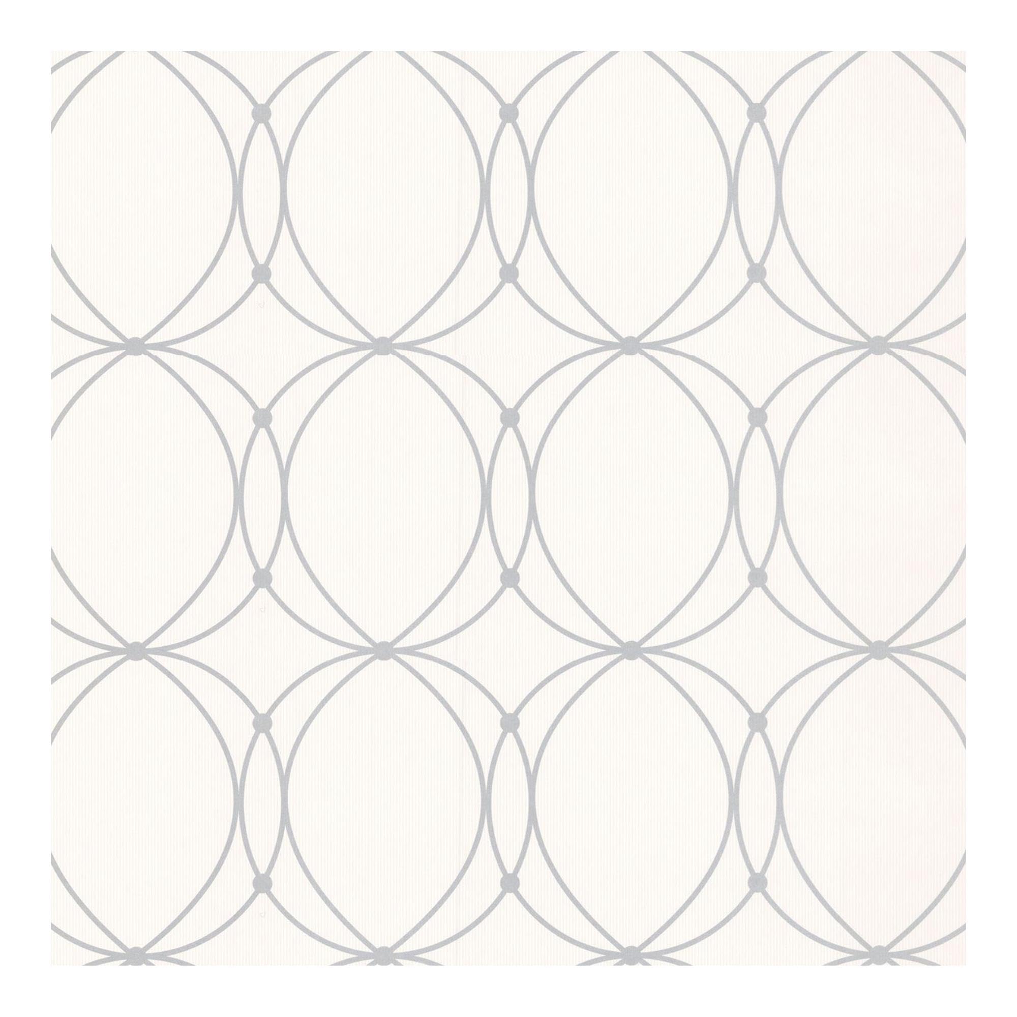 Boutique Darcy Circular Print White/Silver Wallpaper