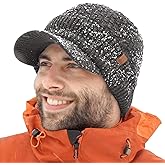 TOP-EX DryKnit™ Waterproof 80% Merino Wool Beanie Hat with Brim – Fleece Lined Ski Cap for Cold Weather & Large Heads