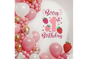 SANDOO Berry 1st Birthday Decal for Balloon Arch Peel and Stick - Berry First Birthday Decor for Baby Girl,Strawberry 1st Birthday Baby Shower Party Decorations,Berry 1st Birthday Stickers for Backdrop
