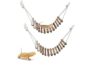 VCEPJH Reptile Bridge for Terrarium 2 Pack Wooden Bearded Dragon Climbing Ladder Hanging Flexible Swing Tank Deor Accessories for Gecko Hermit Crab Chameleons Turtle Lizard Frog