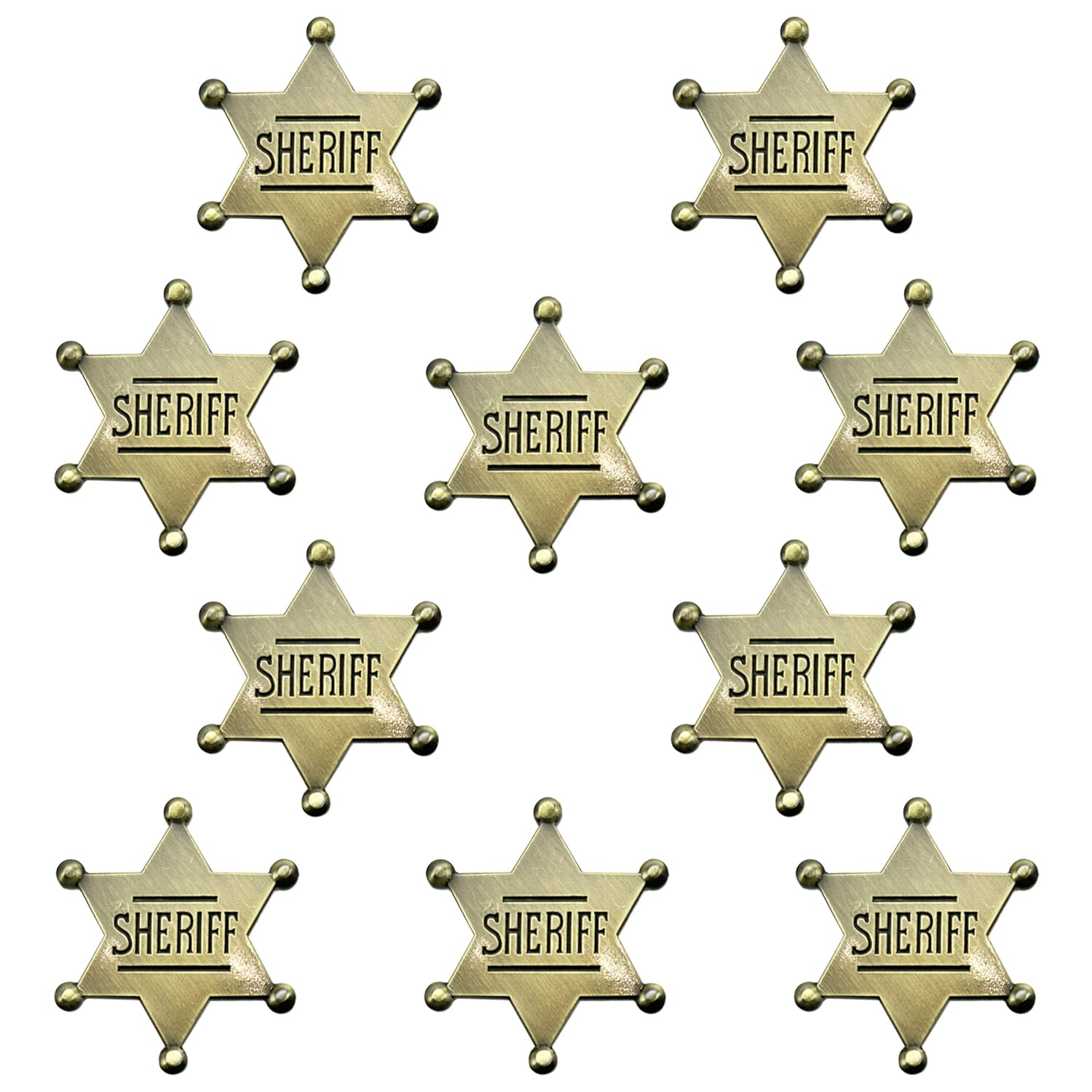 6 PCS Sheriff Badge Fancy Dress Shiny, Copper Western Cowboy for Costume Accessories Hat Clothing Party Decoration Badge Gifts