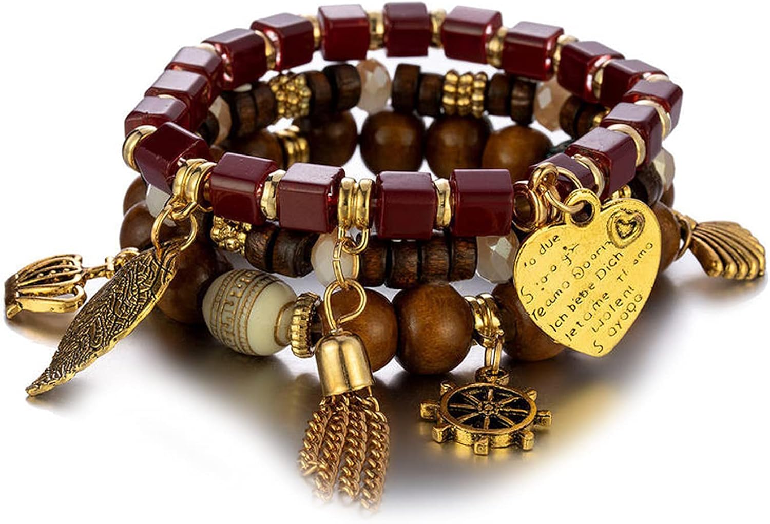 LOLIAS 6-teiliges Bohemian Perlen Armband Set – Mehrschichtige Stapelarmbänder, Dehnbar, Für Damen