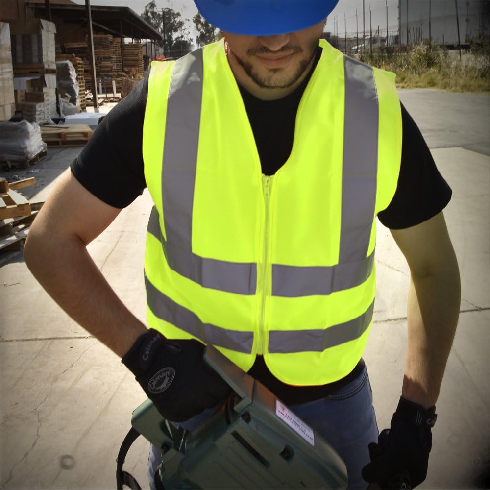 Neiko 53940A High Visibility Safety Vest, Medium, Neon Yellow - Reflective Safety Vest - 