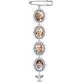 Wedding Boutonniere Angel Photo Charm Pin Brooch Cascading Quadruple 4 Frame for Mother of Bride or Groom or Flower Bouquet