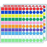3000 Pieces, 3/4 inch - Garage Yard Sale Price Stickers, Colored Dots Circle Square Stickers - 10 Colors
