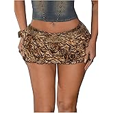 Verdusa Women's Vintage Cheetah Print Micro Shorts Tiered Layered Y2k Shorts Low Waist Bloomers