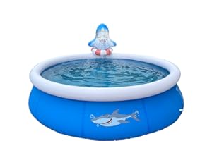 DIMAR GARDEN 10ft x 30in Inflatable Swimming Spray Pool, Outdoor Round Air Top Ring Shark Pools