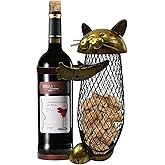 Bqweun Cat Wine Bottle Cork Holder Decorative, Cat Shaped Wine Cork Holders, Metal Wine Holder and Cork Storage Combo, Gift f