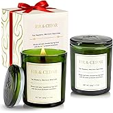 2 Pack Wood Wick Scented Candle Gift Set –Balsam Fir & Cedarwood Natural Soy Wax Candles with Individual Gift Boxes,Long Lasting 22.6 oz Aromatherapy Candles for Home Decor,Holiday Gifts