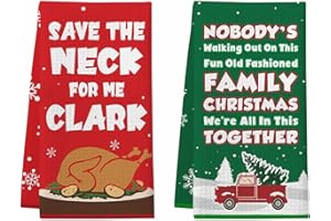 CHEROLOVEN National Lampoon's Christmas Vacation Gift, 2 Pack Funny Christmas Kitchen Towels, Griswold Family Cousin Eddie Christmas Vacation Merchandise, Cute Christmas Home Decorations, Novelty Xmas Gifts