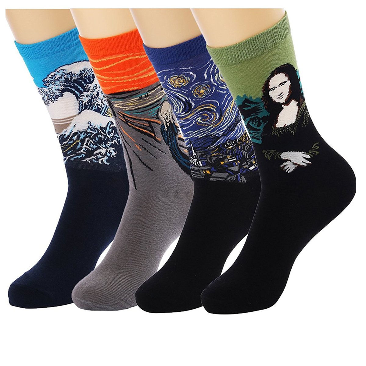 YUSENPETMen&Women's Artwork Print Crew Socks, Alternative Novelty High Dress Socks Cotton, One Size