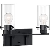Nuvo 60/7272 Sommerset 2-Light Vanity Fixture with Clear Glass - Matte Black Finish