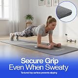 Bionix Extra Thick Yoga Mat 180x60 cm Non Slip with Carry Strap Grey view 5