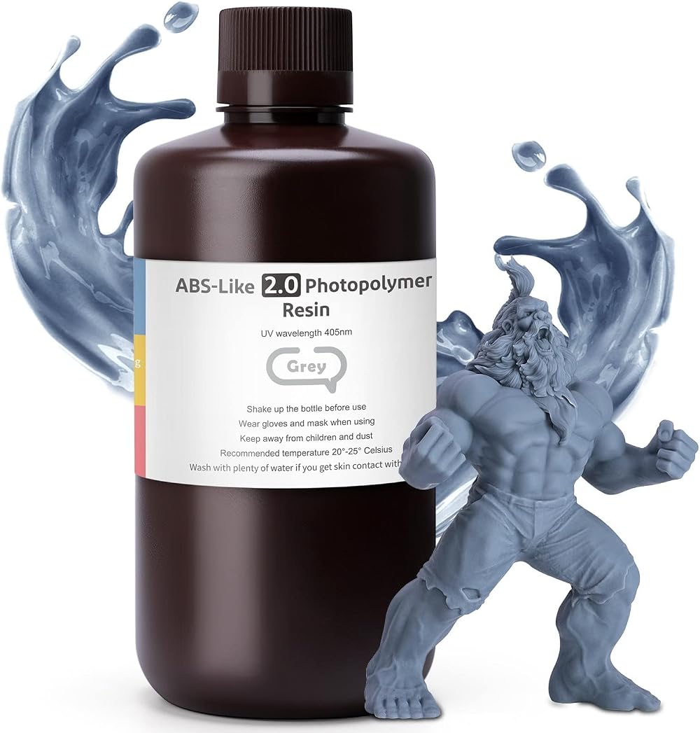 ELEGOO ABS-Like 2.0 Resin Grey 1000g High Toughness Impact Resistance LCD MSLA