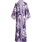 Aensso Long Soft Lightweight Silky Kimonos Robes for Women, Luxury Japanese Floral Womens Kimono Robe