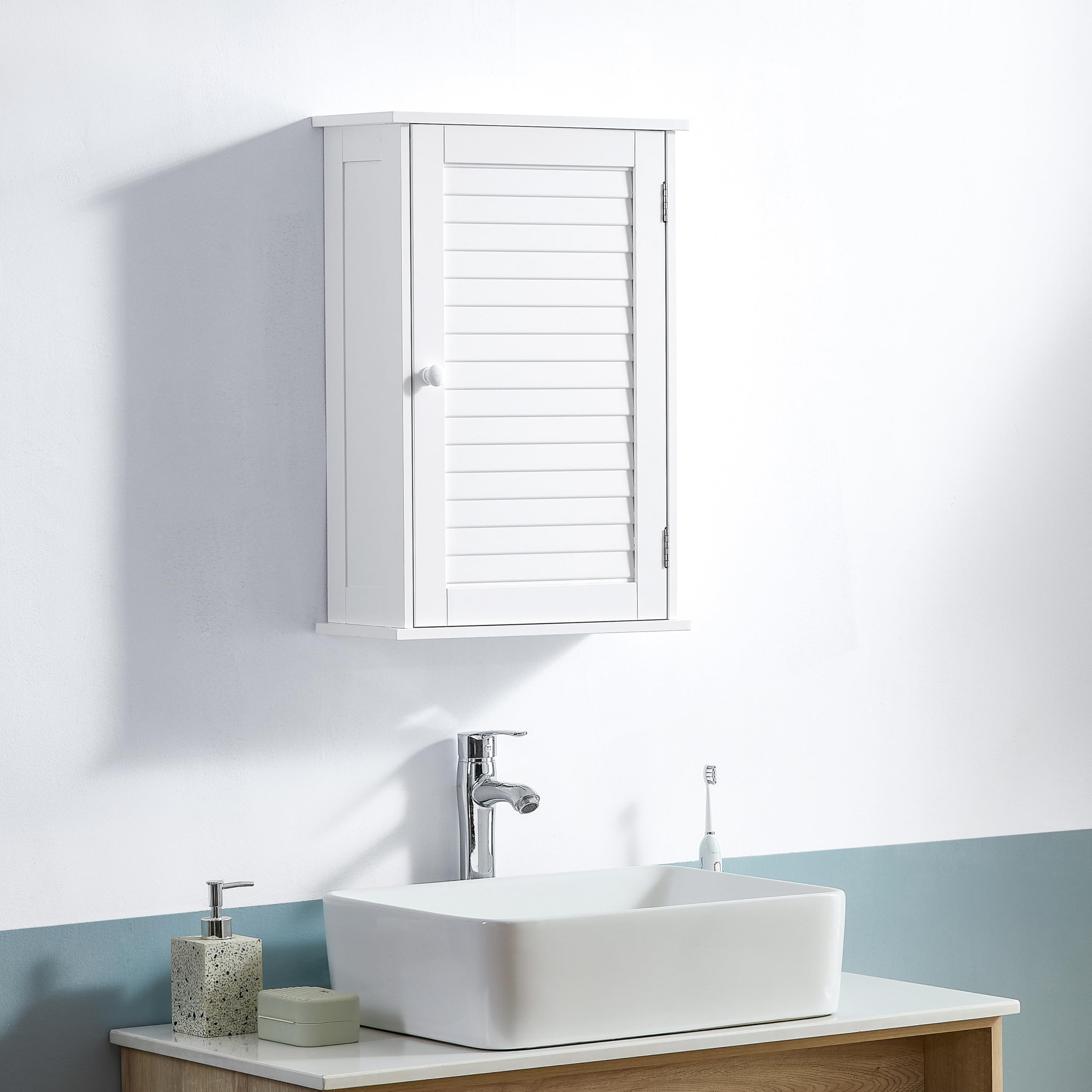 Bath Vida Bathroom Cabinet Single Door Shutter Wall Mounted Storage, White