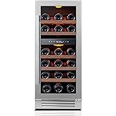 BODEGA 15 Inch Wine Cooler, Dual Zone 15” Wine Fridge With Double-Layer Glass Door, Freestanding or Built In Wine Cooler Refrigerator With Stainless Steel Handle, 30 Bottles Wine Fridge For Home. on Fridge.com