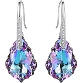 EleQueen 925 Sterling Silver CZ Baroque Drop Hook Earrings Made with Austrian Crystals, Valentine's Day/Mother's Day/Christmas Jewelry Gift