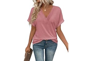 EyMuse T Shirts Short Sleeve V Neck Tees Womens Fashion Tops Trendy Lightweight Soft 2024 Casual Summer Spring Outfits