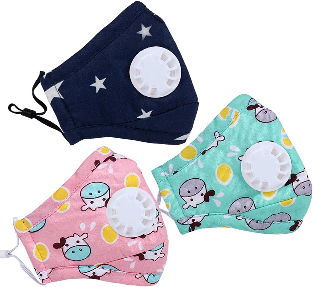 Fascigirl Kids Mouth Mask, 3 Pcs PM 2.5 Mouth Mask Anti Haze Dustproof Mask Cartoon Filter Mouth Mask