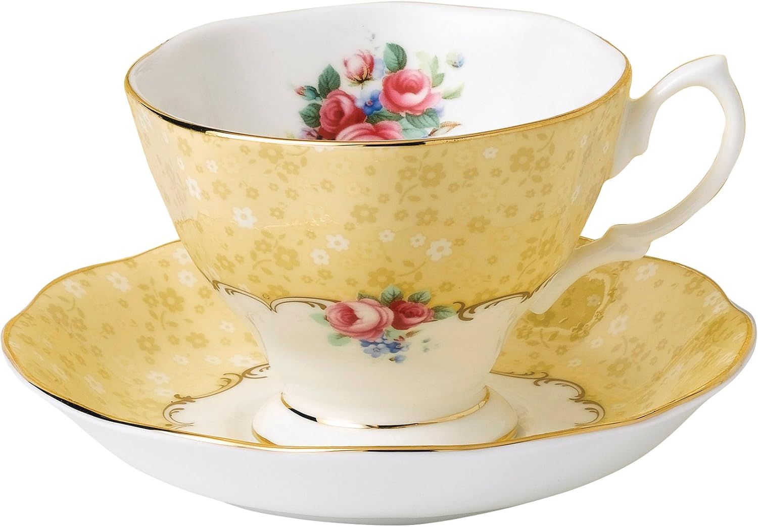 Royal Albert 100 Years 40017539 1990 Bouquet Teacup, Saucer & Plate 20cm 3 Piece Set Yellow, Bone China, 200 milliliters - Image 3