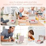 Yintiny Time Music Box CD Player with Speakers Bluetooth Transmitter Pink view 5