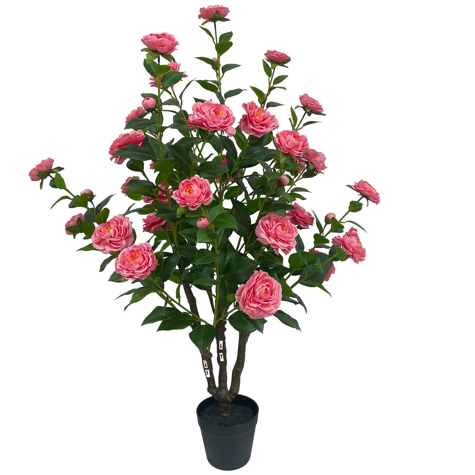 Photo 1 of 40" Artificial Camellia Tree with Vibrant Pink Flowers & Lush Green Foliage – Faux Plant for Indoor, Outdoor, Home & Garden Décor, Front Door Accent
