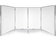 Pyle DJ Booth Foldable Cover Screen - Portable Event Facade Front Board Video Light Projector Display Scrim Panel with Folding Steel Frame Stand, Stretchable Material - PDJFAC12 (48"x24.2"x46" White)