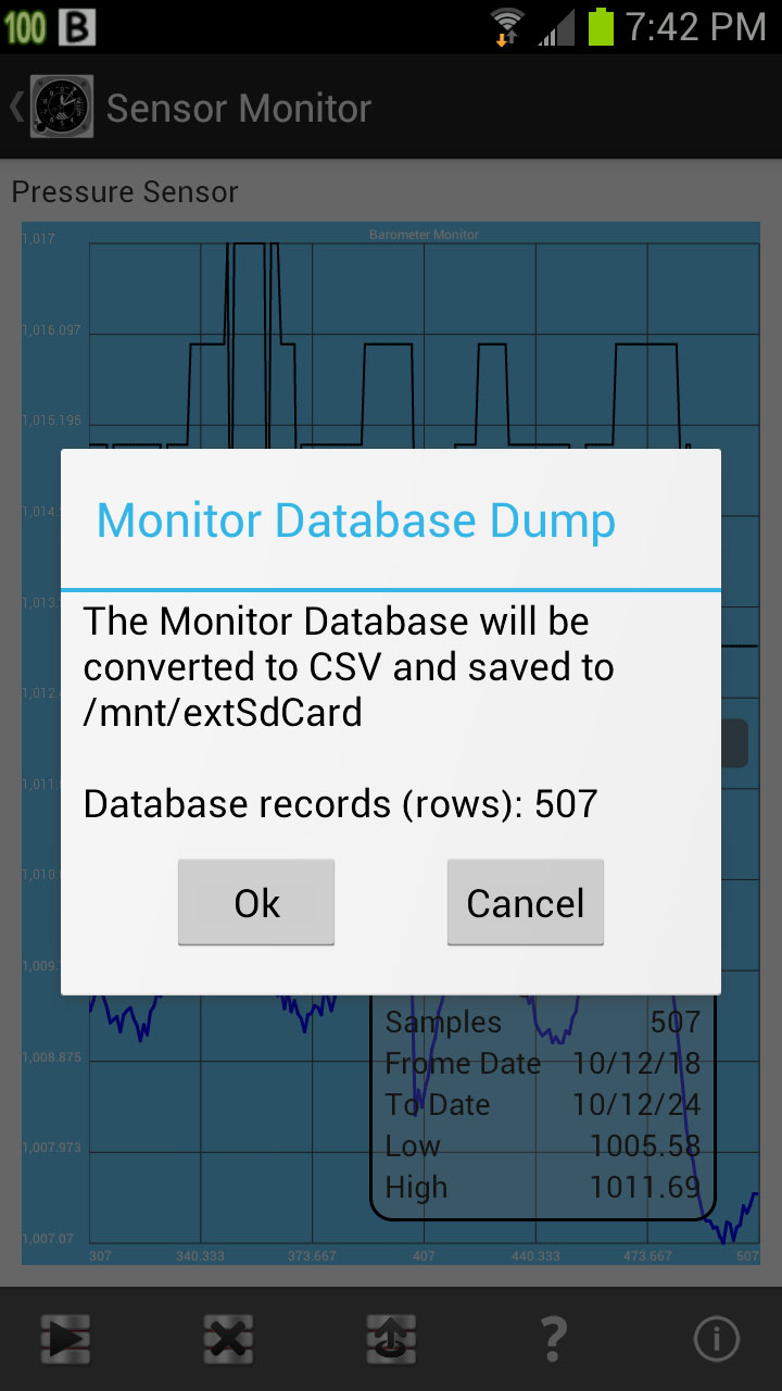 Altimeter and Barometer Monitor for Galaxy