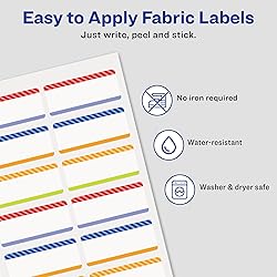 Avery No-Iron Fabric Name Labels, Playful Stripes