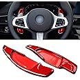 Real Glass Fiber Paddle Shifter Extension Cover Compatible with BMW 2 3 4 5 6GT 7 8 G01 G38, X3 X4 X5 X6 X7 M5 M8 X3M X4M X5M X6M XM Z4 Steering Wheel Paddle Shifter 2016-2025-Red