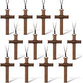 Ecation Wood Cross Necklace Bulk for Men and Women, Wooden Jesus Cross Necklace Gift, Car Mirror Hanging Pendant,Christian Gift(3.35 x 1.97 Inch)