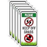 WOSTOD Please Keep Off Grass Sign Signs, No Pooping Dog Signs For Yard Warning Dog Sign for Fence Outdoors Lawn Garden Yard Signs 5X10 Inches 5Pcs