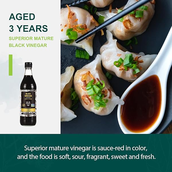 SOEOS CHINKIANG VINEGAR 16.9 FL OZ (500ML), 3 YEARS AGED, NATURALLY FERMENTED, MATURE AGED BLACK VINEGAR, CHINESE BLACK VINEGAR, ZHENJIANG VINEGAR, BLACK RICE VINEGAR, BLACK VINEGAR CHINESE.
