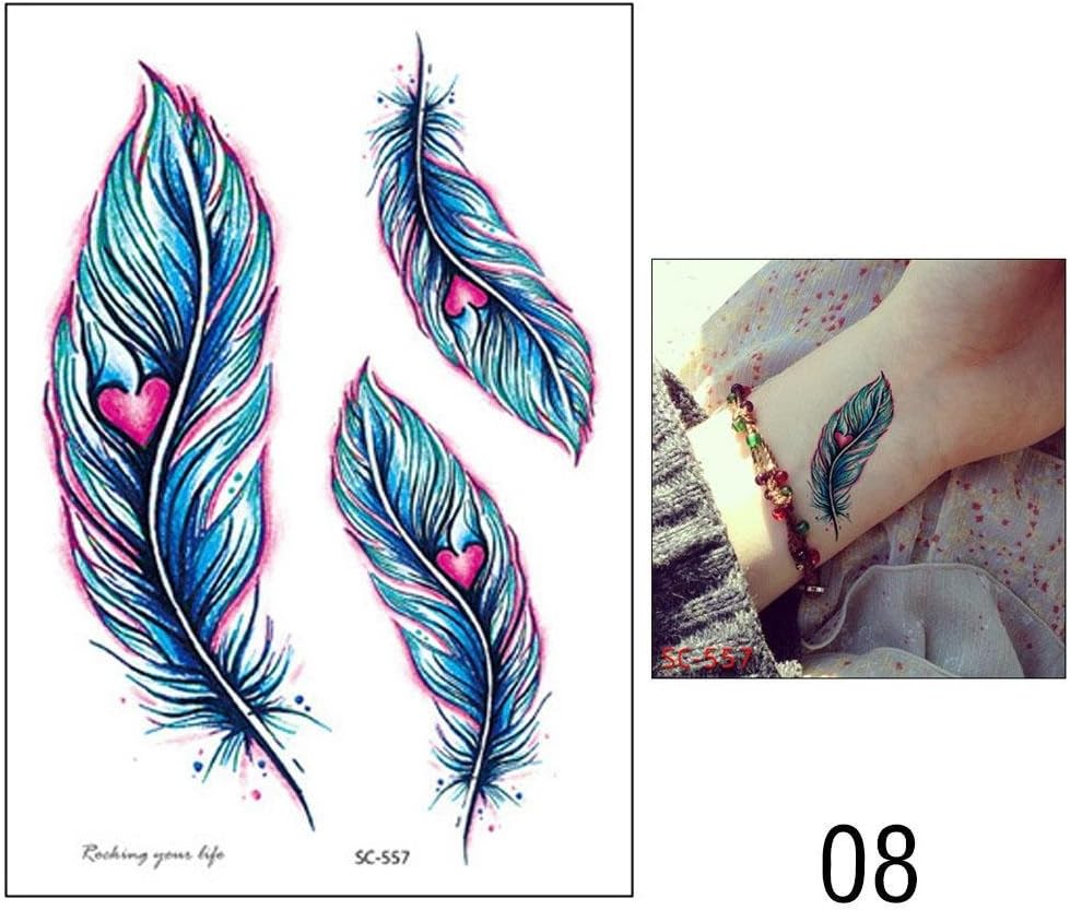 HERME 1PCS Beautiful Feather Dandelion Tattoo Designs Waterproof Body Temporary 8#
