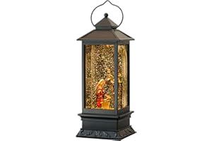 Wondise Lighted Musical Snow Globe Lantern with 6 Hour Timer, 12 Inches USB Powered and Battery Operated Spinning Water and Swirling Glitter Christmas Snow Globe Lantern Gifts(Nativity)
