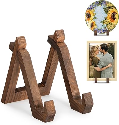 ANBOXIT Plate Display Stand 6 Inch Wood Stand for Plates Frames Photos