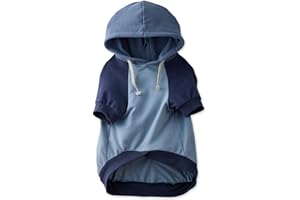 Pet Passion 100% Organic Cotton Rocky - The Comfy Dog Hoodie Pet Coat for Small, Medium and Large Dogs, Navy Color Block, Small