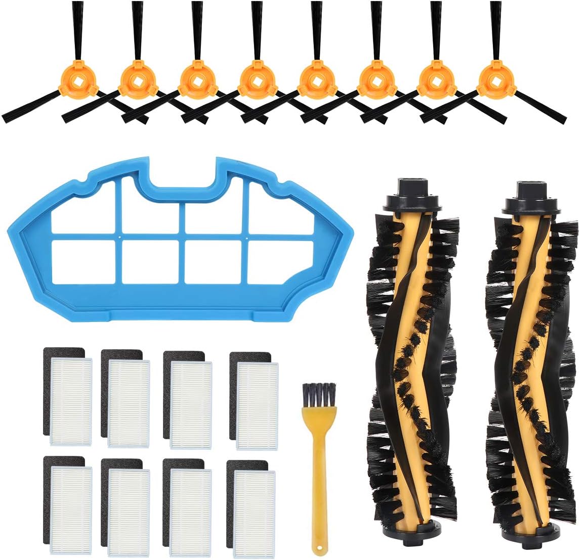 Wigbow Accessory Kit for DEEBOT N79S & N79 Robotic Vacuum Cleaner - 2 Main Brush +1 Filter+ 8 Filters + 8 Side Brushes