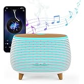 APOMATOT 2-in-1 BT Speaker &amp; Ultrasonic Essential Oil Diffuser,Aromatherapy Diffuser Cool Mist Humidifier with 7 Colors Lights for Large Room Home Office,400ml(White+Wooden Grain)